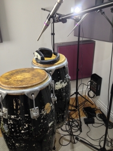 Richard Sampson gets bongos on his track...