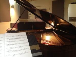 Piano set up at Greystoke Studio for Jonathan Ostlund